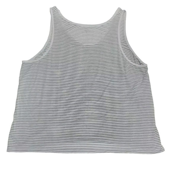 VTG LOVE Gap Shirt Tank Top Size XL Tee Sleeveless Gray Navy Stripe Modal Lounge - Picture 2 of 13